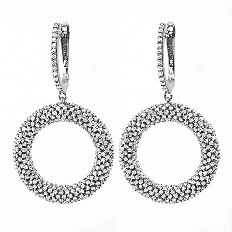 Sweet Dangle Circle Doughnut 925 Silver Sterling Diamond Earrings 5a Zircon Drop 18k Gold Plated Hoop Huggie Earrings Women Gift