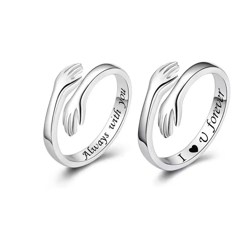 Wholesale Hot Hug Me Rings for Couple Hugging Hand Rings I Love You Forever Hug Ring Adjustable Band Jewelry Gift for Teen Girls