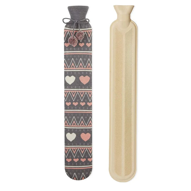 Knitted Extra Long Hot Water Bottle With Cover 72 cm Luxury Thermotherapy 2L Pure Natural Rubber Hose Hot Water Bottle for Neck