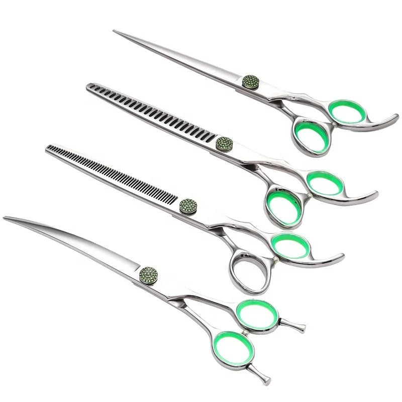 AR-D20 Japan 440c Professional Pet Grooming Scissors Tool 7inch and 7.5inch Available Straight Curve Thinner Chunker 4pcs Kit