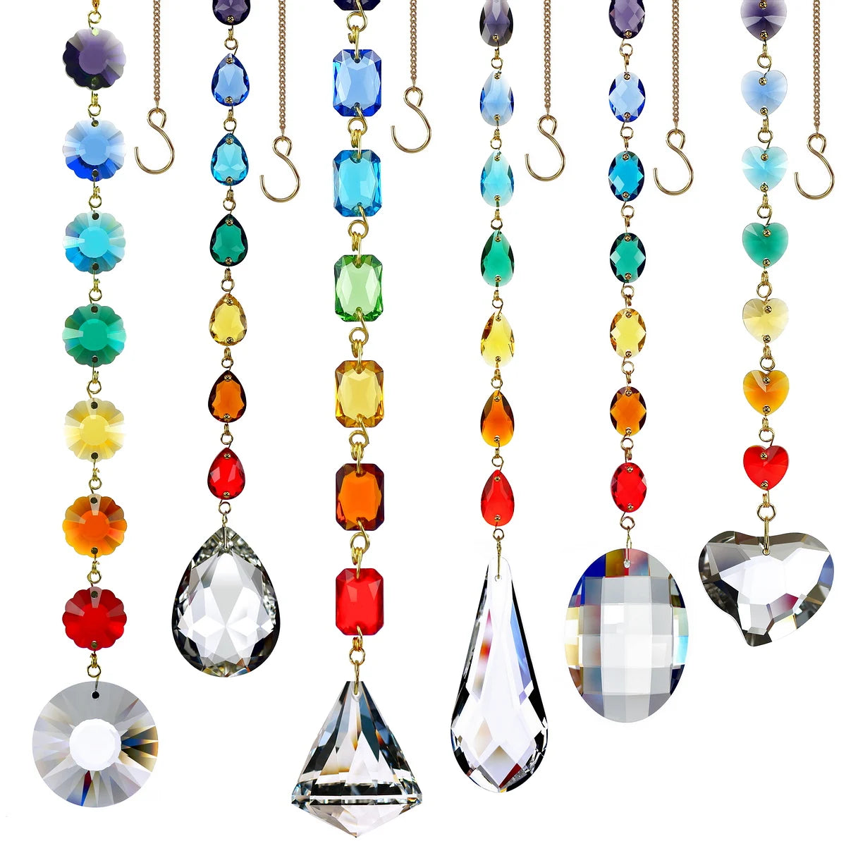 GOLDENHAITAI Crystal Suncatcher Wind Chime 40mm Prism for Window Hanging Decoration Handmade Gifts for Mom Girls