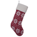 Red Knitted Snowflake Christmas Stocking with Sherpa Cuff & Reverse Side Sherpa Back