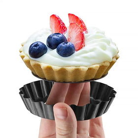 8-Inch Non-Stick Tart Quiche Flan Pan Mold Metal Removable Loose Bottom Fluted Pie Bakeware for Kitchen Use