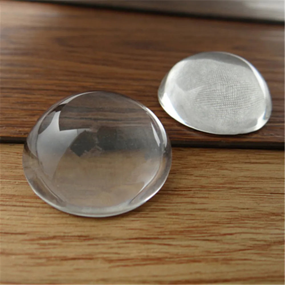 2pcs/lot 30mm Round Hemisphere Flat Back Clear Glass Cabochon High Quality