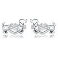 Authentic 925 Sterling Silver Cute Puppy Stud Earrings for Women Plated Platinum Silver Women Silver Jewelry SCE952