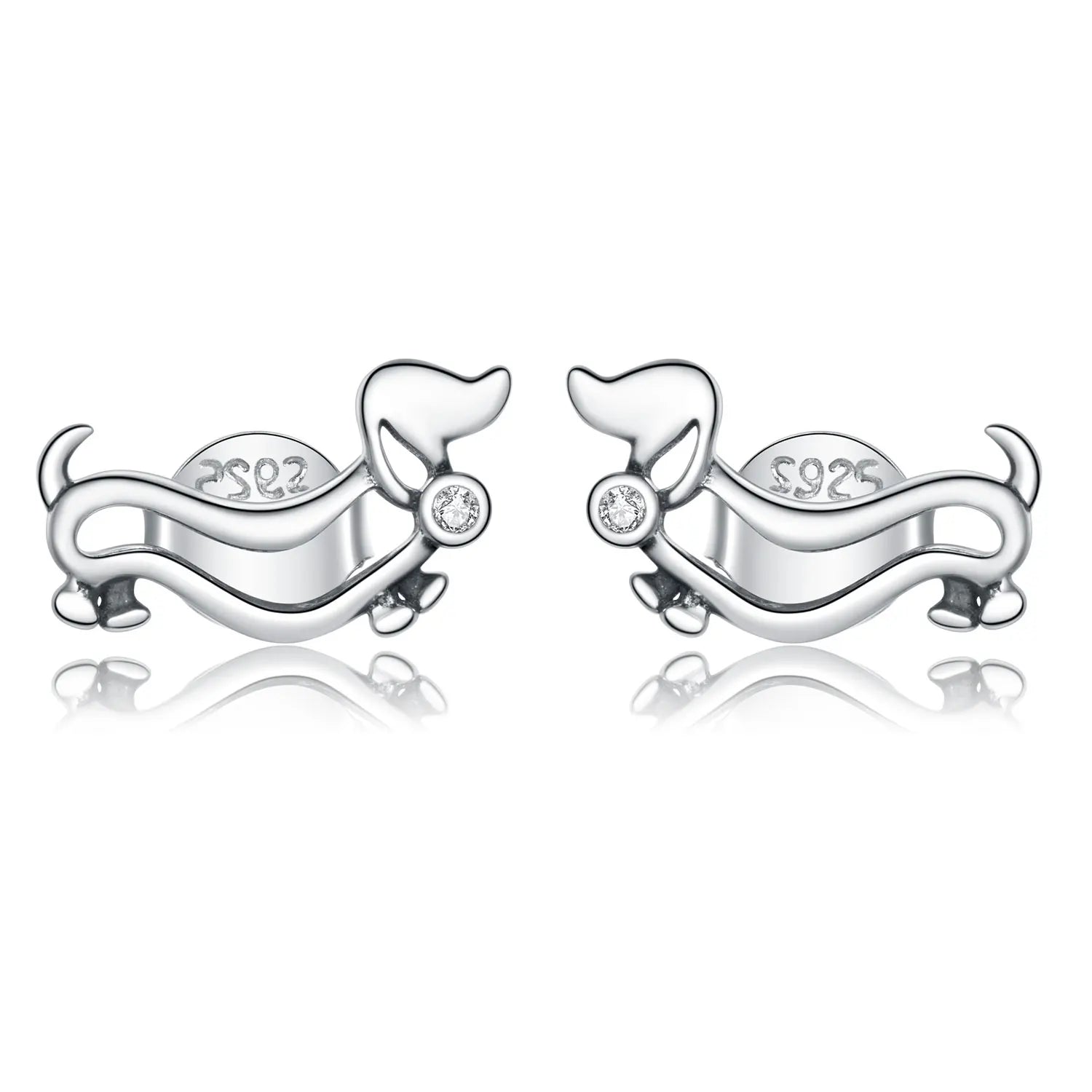 Authentic 925 Sterling Silver Cute Puppy Stud Earrings for Women Plated Platinum Silver Women Silver Jewelry SCE952