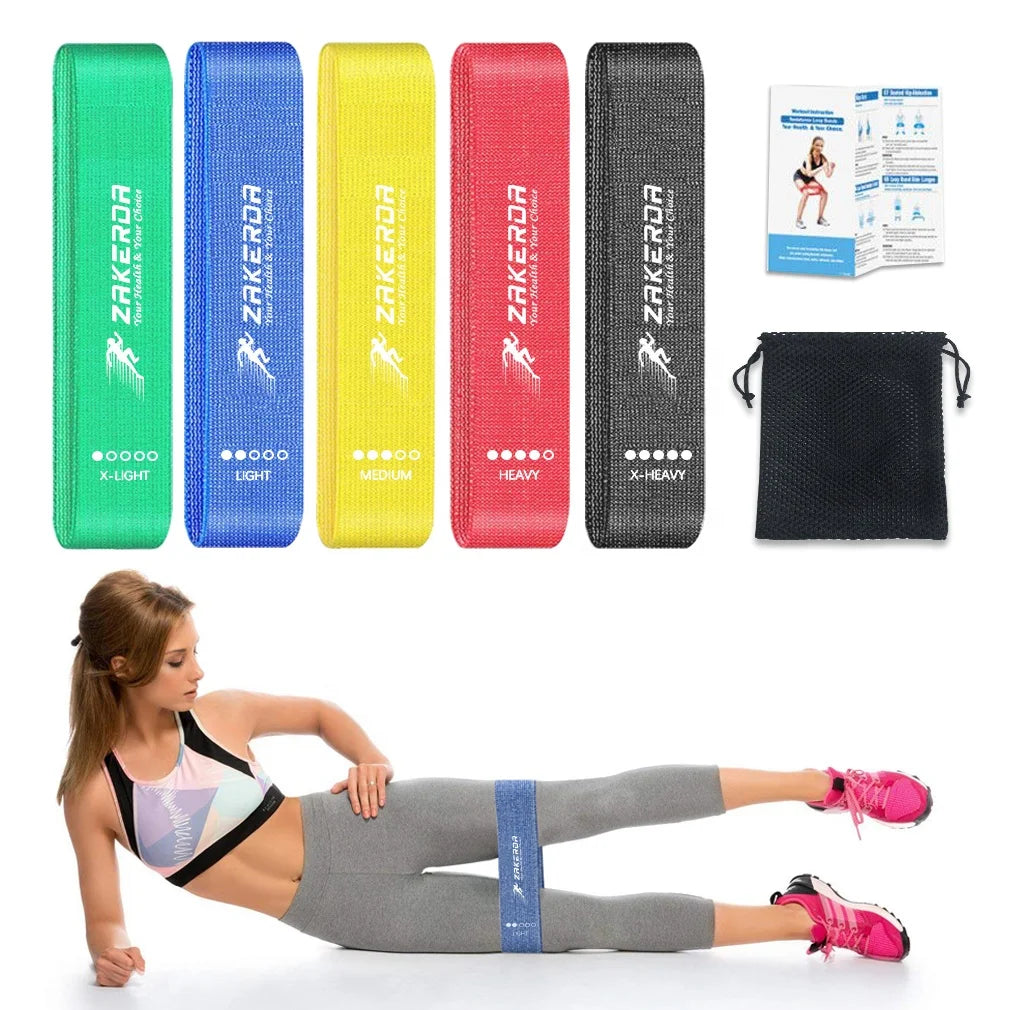 Elastic Fabric Yoga Gym Resistance Bands Custom Logo Wholesale Hip Booty Leg Exercise Bands Set for Body Building Workout Home