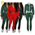 Wholesale 2025 Spring Female Outfits Jacket Flared Pants Lounger Wear 2 Piece Set Women Jogger Set Tracksuit