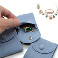 Organ Style Pearl Velvet Snap Button Bag Blue Pink Jewelry Envelope Pouches with Custom Logo