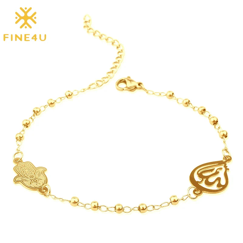 Wholesale Ramadan Rosary Stainless Steel Hamsa Hand Pendant Islamic Jewelry Muslim Allah Bracelet