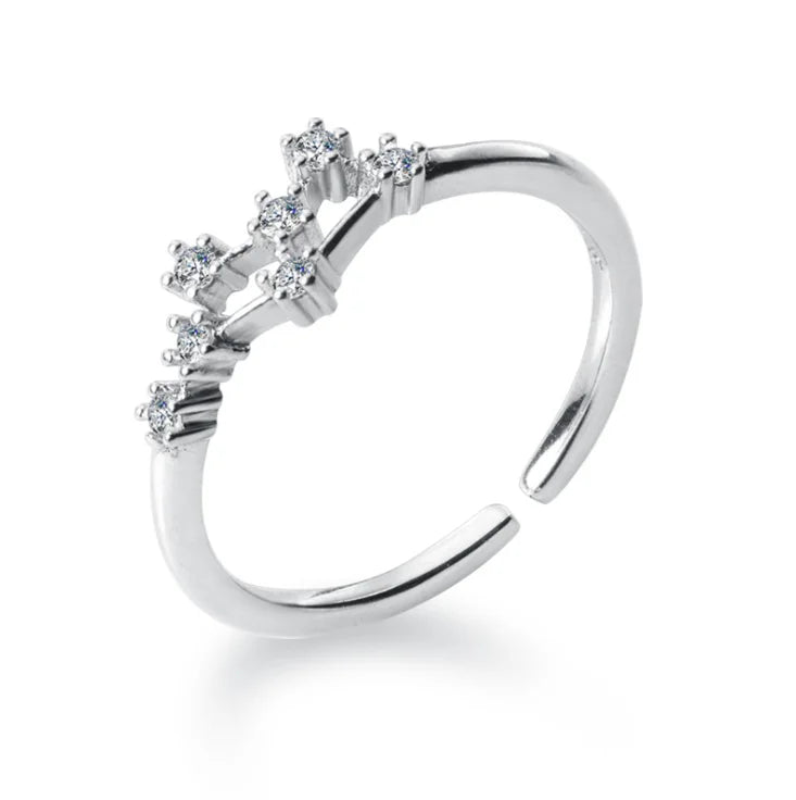 Isunni S925 Sterling Silver Rings Vendor 12 Zodiac Signs Ring Thin Rings with Zirconia