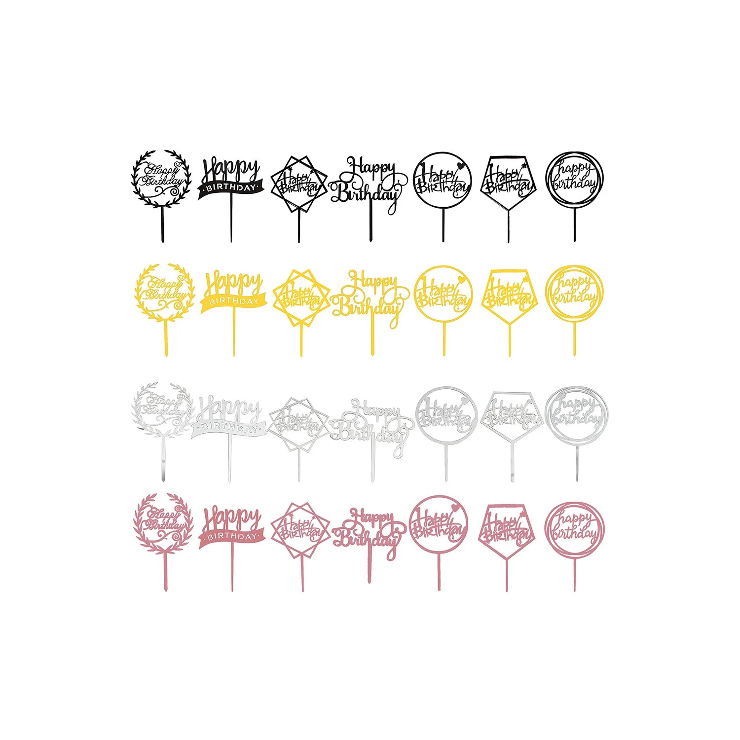 TaiLai Happy Birthday Cake Topper Acrylic Birthday Cupcake Topper Cake Pick Decorations for Party Cake Desserts Pastries.