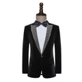 Black Velvet Diamond Lapel Men Suits 2 Pieces Wedding Groom Blazer Masculino Terno Stage Performance Outfits Jacket+Pant