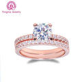Jewelry 9k/10k/14k/18k Solid Rose Gold Moissanite Wedding Ring Set Round Cut 1.2ct D Vvs Moissanite Engagement Rings for Women