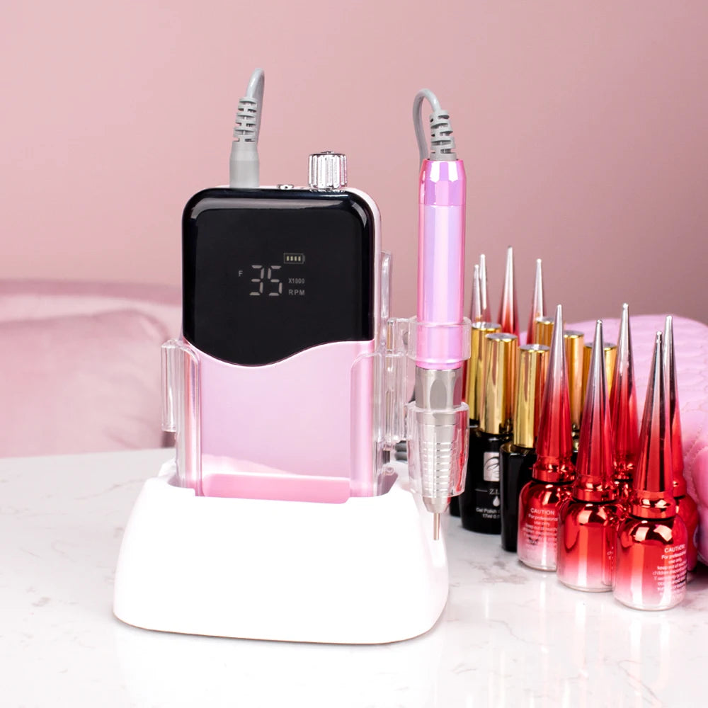 GRS 100% Recycle Wholesale Luxury Nail Drill 85W Electric Nail Drill Professional 35000rmp Low Noise Rechargeable Nail Drill