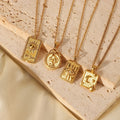 Tarnish Free Waterproof Jewelry 18K Gold PVD Stainless Steel Sun Moon Star Eye Square Tarot Pendant Necklace for Women