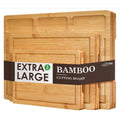 Bamboo Cutting Boards for Kitchen (Set of 3) Kitchen Chopping Board With 3 Built-In Compartments and Juice Groove