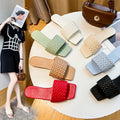 Wholesale Women Vacation Beach Sandals Temperament Braided Charm Flat Casual Weave Leather Slides Slippers