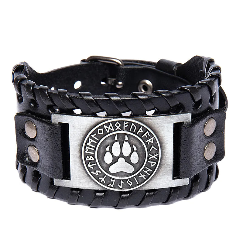 In Stock Celtic Pagan Jewelry Talisman Nordic Viking Bracelet Wolf Paw with Fenrir Amulet