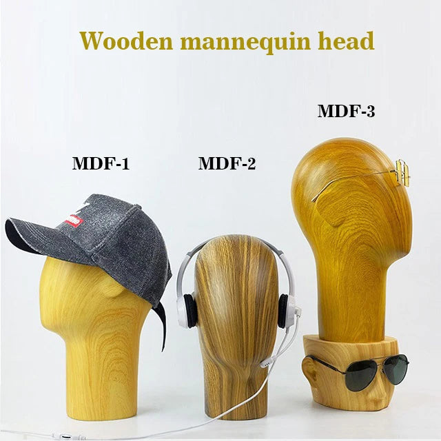 Wholesale Wood Display Racks Stand Wood Head Wooden Mannequin Head  for Hat Scarf for Earphone Display