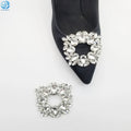 Square Metal Crystal Buckle Shoe Embellishment Jewelry Shoe Clip Decoration Accessories
