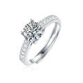 1Carat S925 Silver Ring Moissanite Ring Trend Simple Opening Adjustable Size Wedding Ring Jewelry Women