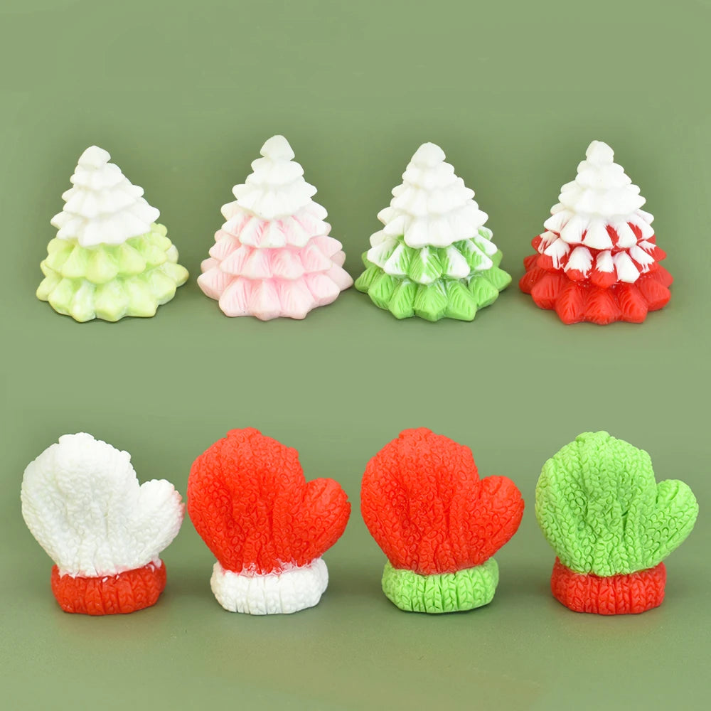 New 3D Merry Christmas Tree Resin Ornament Party Decoration Miniatures Dollhouse Toys Garden Tree Figurines