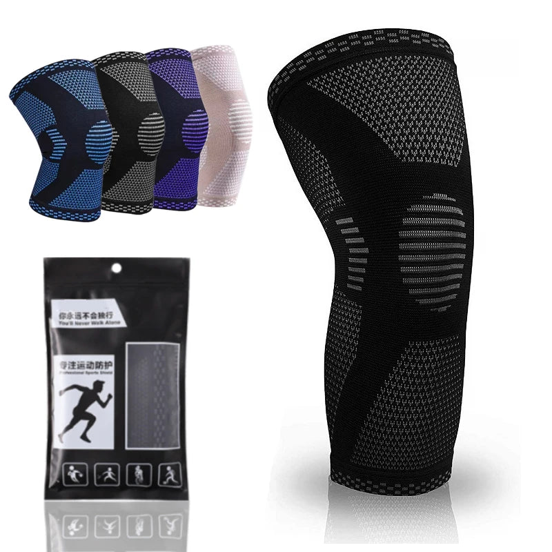Nylon Wrestling Powerlifting Knee Brace Compression Running Volleyball Silicon Gel Knee Pad