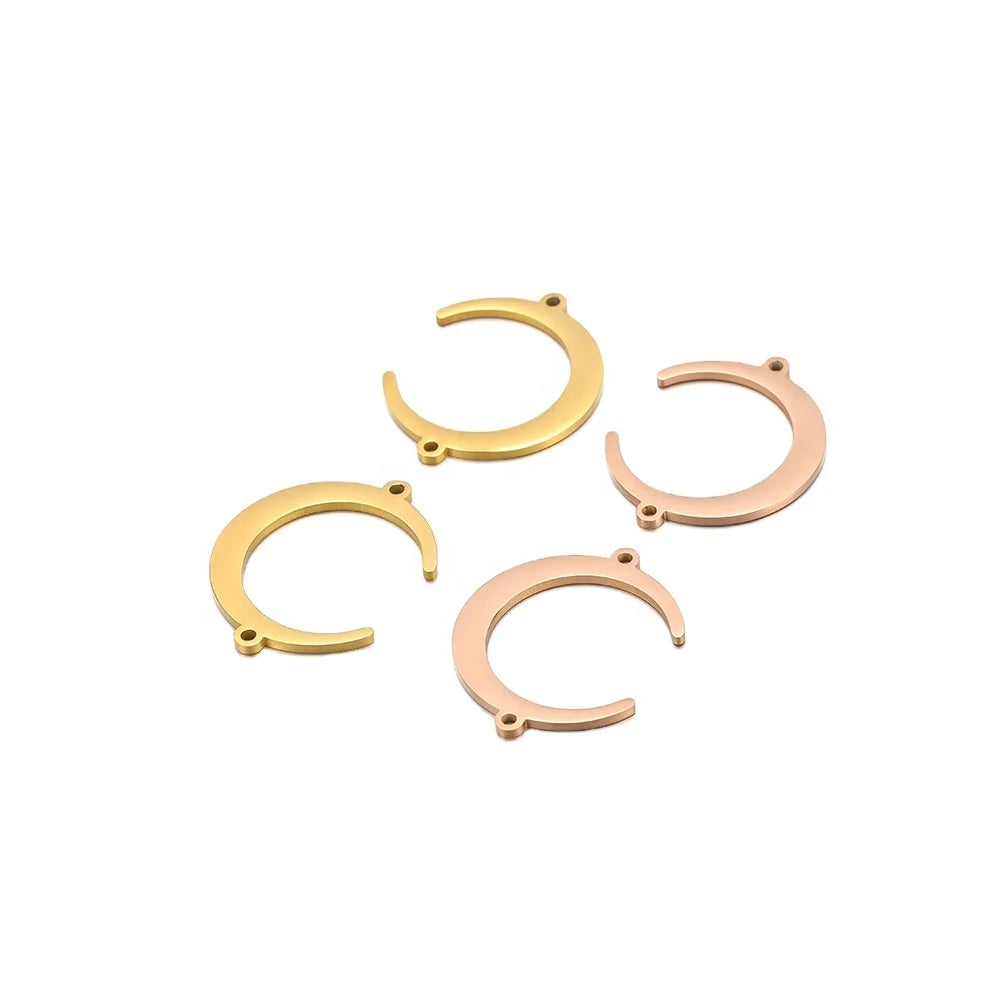 Moon Bracelet Connectors Jewelry Making DIY Handmade Accessories Necklace Gold Color Charms Pendant
