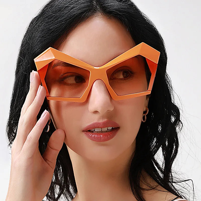 ADE WU XYLH001 Fashion 2024 Designer Brand Sun Glasses Unique Irregular Oversized Women Famous Big Rectangle Frame Sunglasses