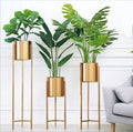 JingRui JR-S0006 Golden Metal Art Deco Flower Pots & Vase Set-Durable Indoor/Outdoor Planter Stand for Home Garden Wedding Decor