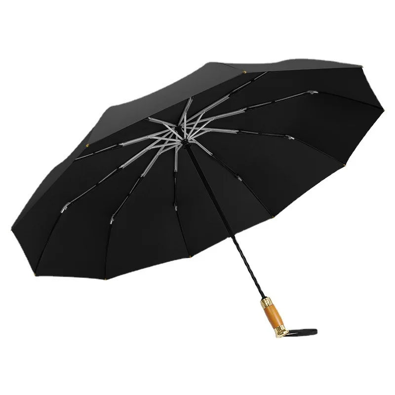 LOTUS Luxury Fully-automatic Business Gifts Umbrella 280T High Density Fabric Wood Handle Gift Packing Customization