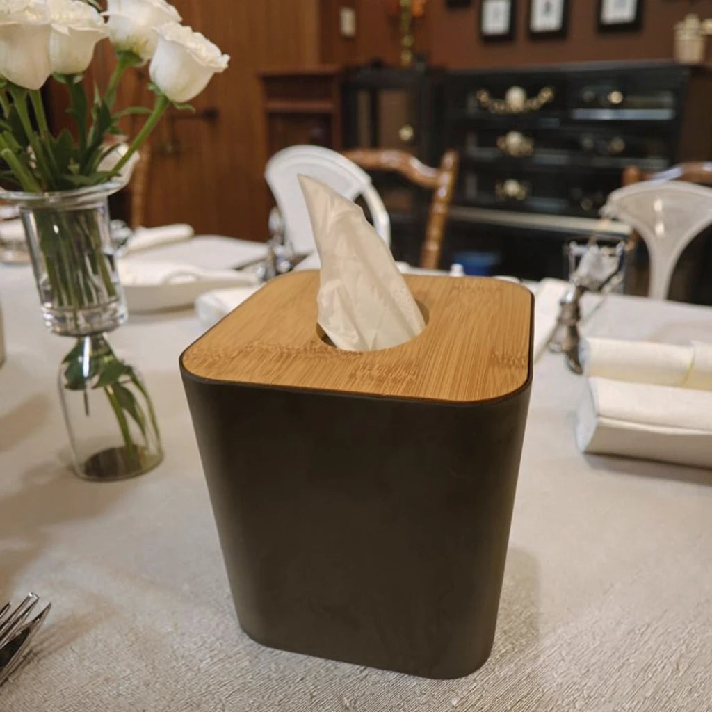 Biodegradable Modern Luxury Bamboo Wooden Kitchen Tissue Holder Plastic Free Customizable Color Tissue Paper Box Roll Stand