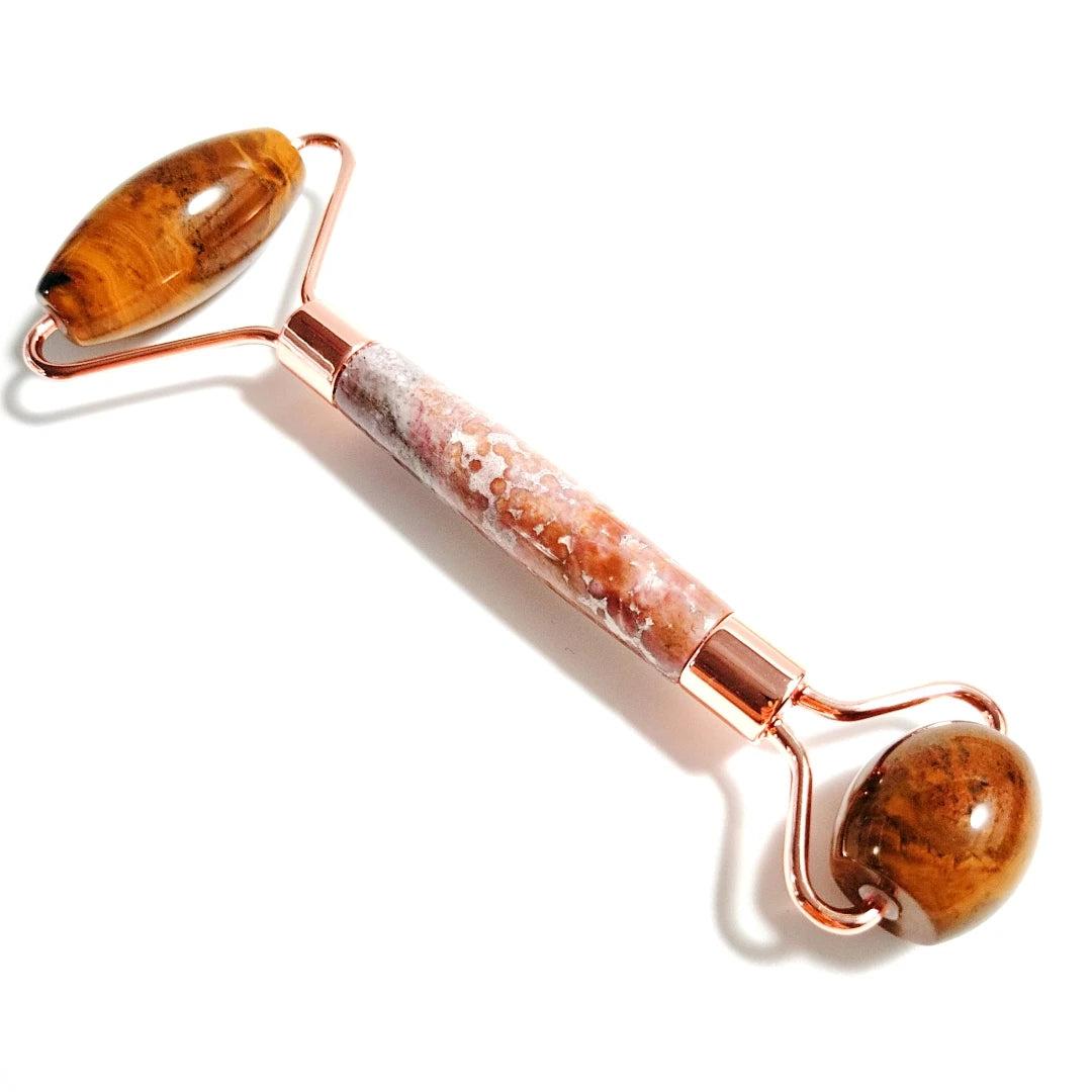 2026 Home use Ocean agate Jade Gem Roller & Gua Sha Face Gem Roller Facial Beauty Gem Roller Skin Care Tools