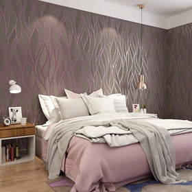 Hot Sale Grey Wavy Striped Wallpaper for Living Room Bedroom Minimalist 3D Gray Thickened Wall Paper Roll for Walls
