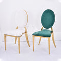 Golden Leather Round-Back Stainless Steel Chairs for Hotels Weddings Living Rooms Apartments Hospitals Workshops MegaBDM
