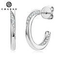 Trend Wedding Jewelry Round Cut 1.2mm Moissanite 925 Sterling Silver Half Hoop Earrings C Shape Earring for Women
