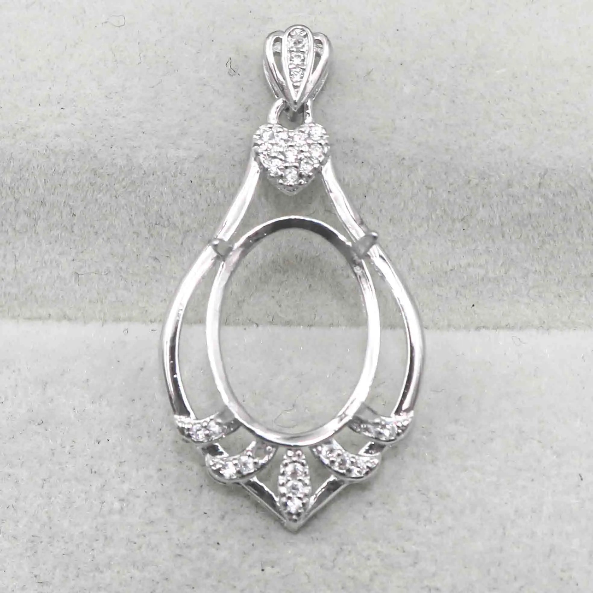 Sterling Silver 11*15mm Semi Mount Pendant Empty Frame Blank Support Setting S925 Base Holder Without Center Stone for DIY Inlay
