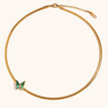 Dingran Stainless Steel PVD Gold Plated Jewelry Enamel Butterfly NK Chain Choker Necklaces for Women Accesorios Mujer