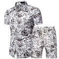 Summer Mens Shirt Fashion Gold Luxury Designer Shirts for Mens Set Fancy Hawaii Beachwear Floral Printed Mens Short Sleeve Set