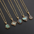 European American Geometric Rhombus Square Heat Water Drop Gemstone Natural Abalone Shell Necklace Women Men