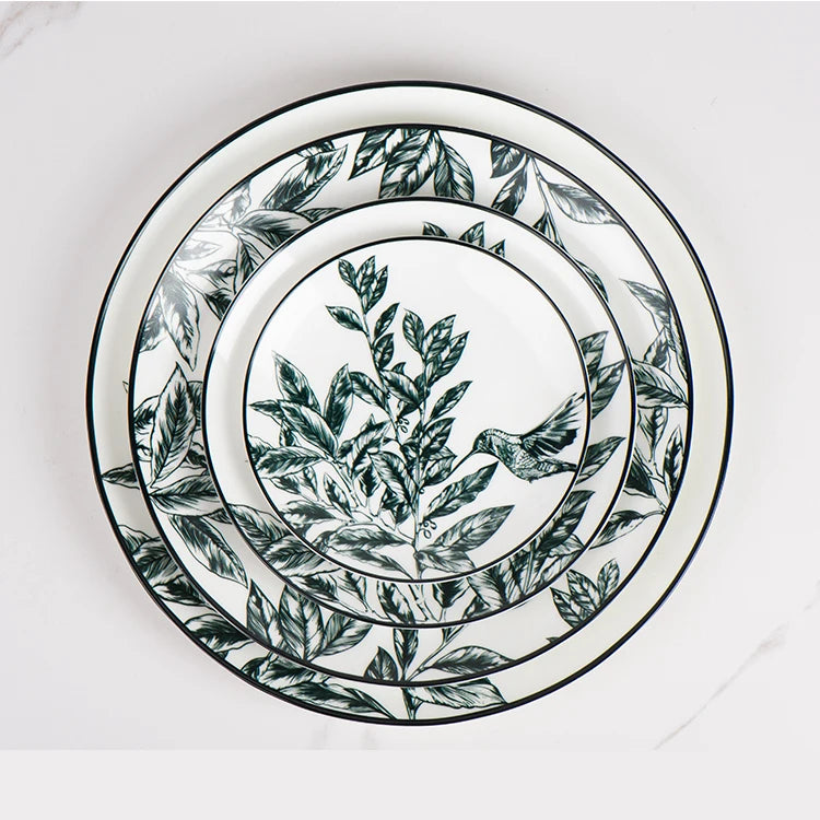 Green Charger Dinner Bread Plate Wholesale Ceramic Dinner Plate Set 4 Pcs Dinner Plates Luxury Dinnerware