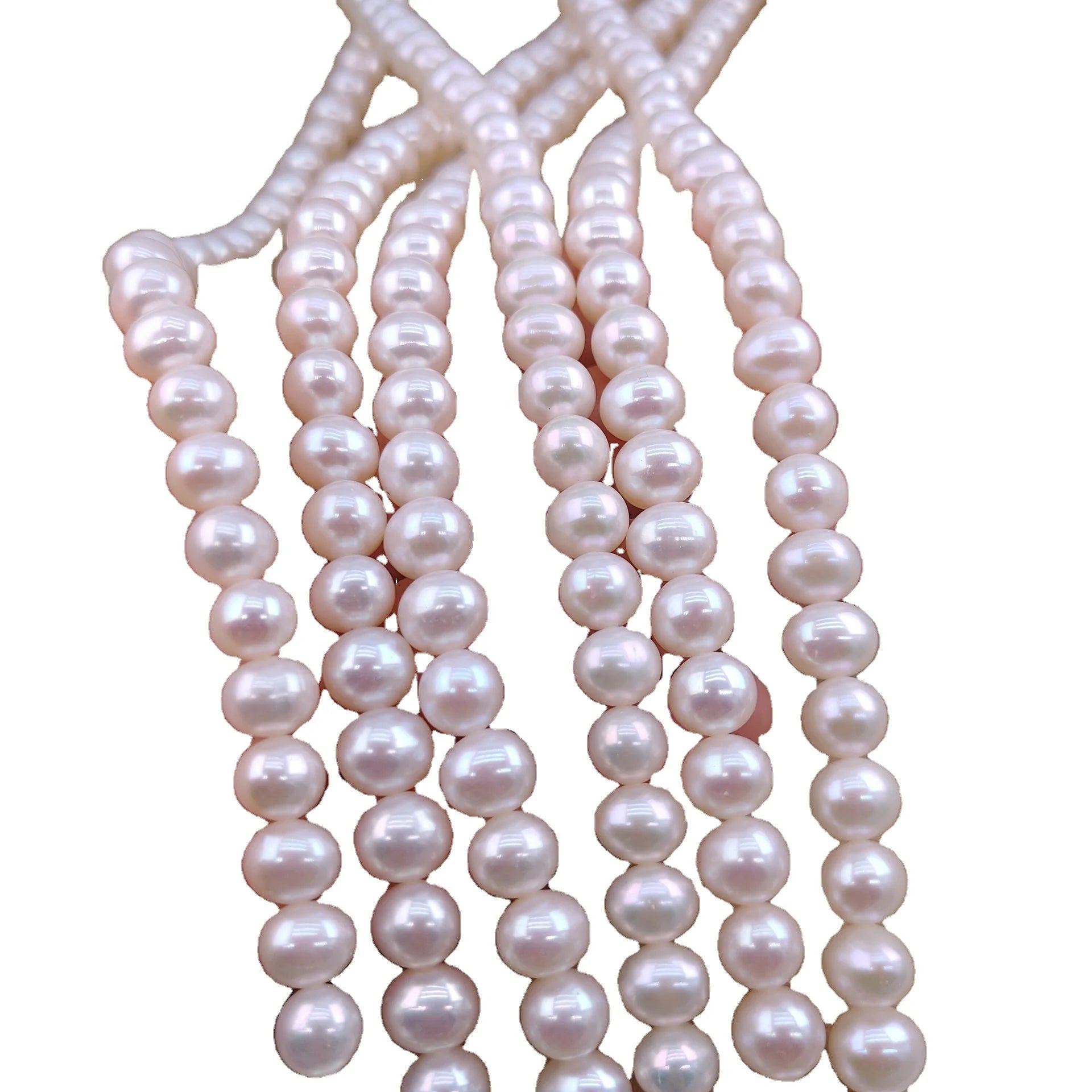 60pcs Natural Loose White Fresh Water 7mm Pearl Beads for Bracelet Necklace Jewelry Making