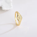 Custom 925 Sterling Silver SUN Gold Plated Zircone Stone Signet Ring for Women