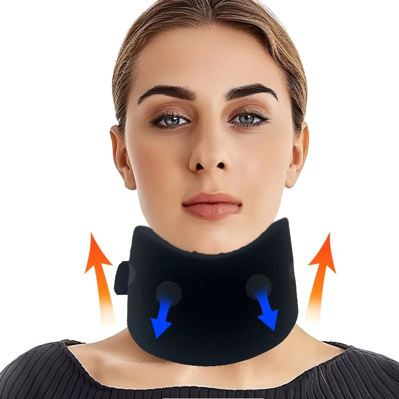 Custom Black Neck Support Relieves Neck Pain Adjustable Foam Neck Brace for Sleeping
