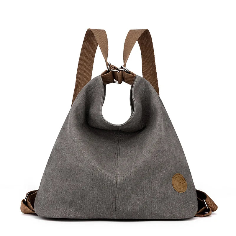 Latest Style Rainbow Color Block Stripes Buckle Handle Vintage Durable Canvas Handbags Women Large Capacity Tote Bag