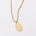 Cheap Stainless Steel Fashion Jewelry Oval Shape Coin Life Grass Pendant Necklace