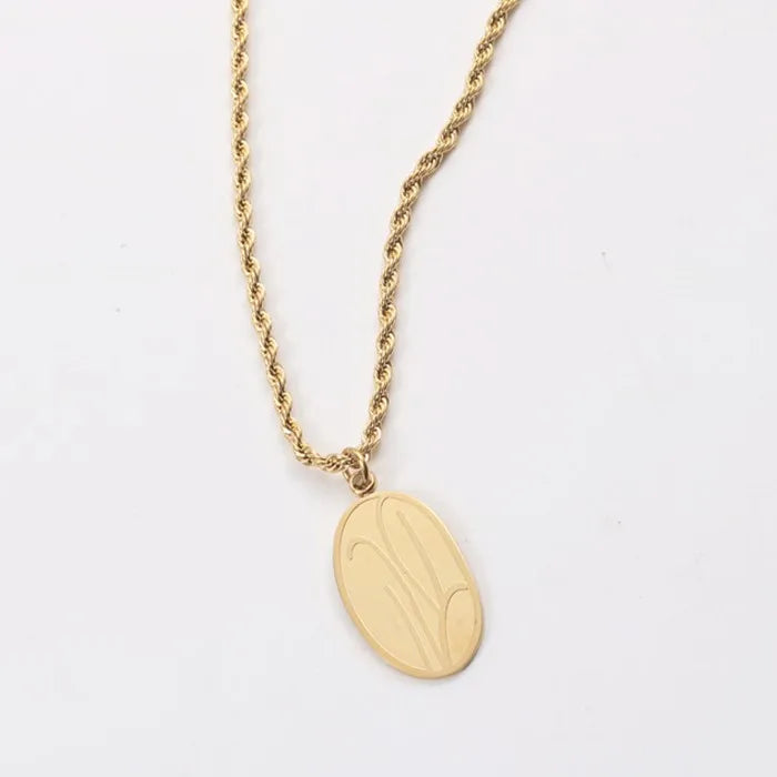Cheap Stainless Steel Fashion Jewelry Oval Shape Coin Life Grass Pendant Necklace