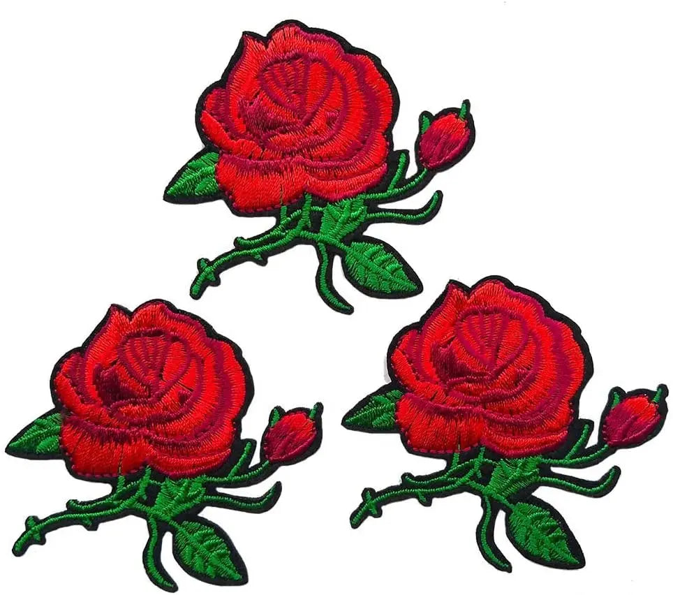 Custom Applique Patch Rose Flower Embroidery Iron on Flower Appliques for Craft Sewing Clothing Scrapbooking Decorative