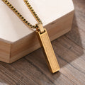 Mens Jewelry Engravable Customized 3D Vertical Bar Necklace  Gift for Him